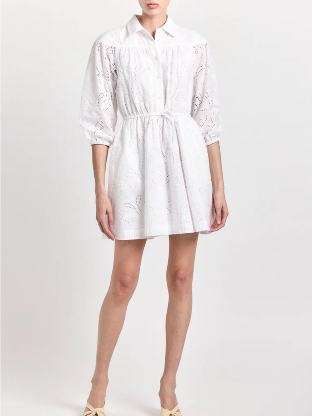 10 Crosby Derek Lam Arbi White Eyelet Mini Shirt Dress